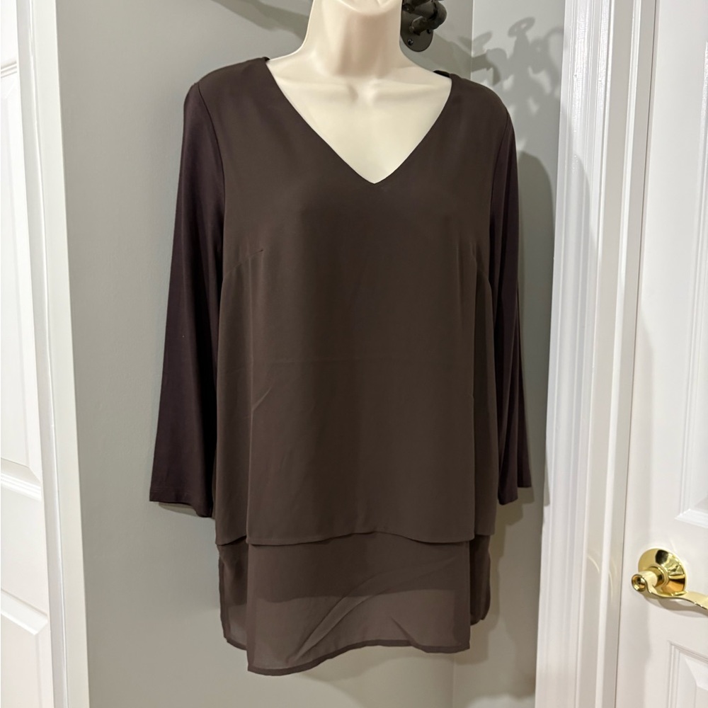 NWOT Michael Kors Brown Layered Long Sleeve Blouse